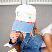 Here for the Snacks - Denim Vintage Trucker Hat