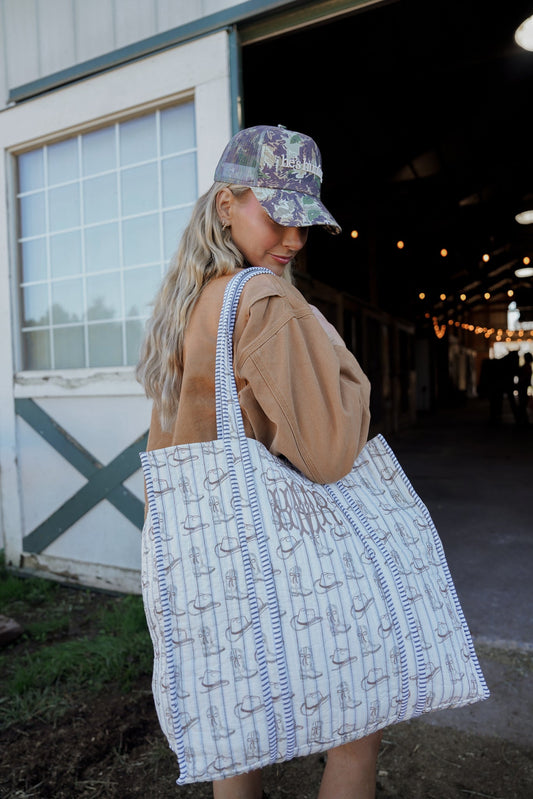 He's Hunting - Camo Vintage Trucker Hat