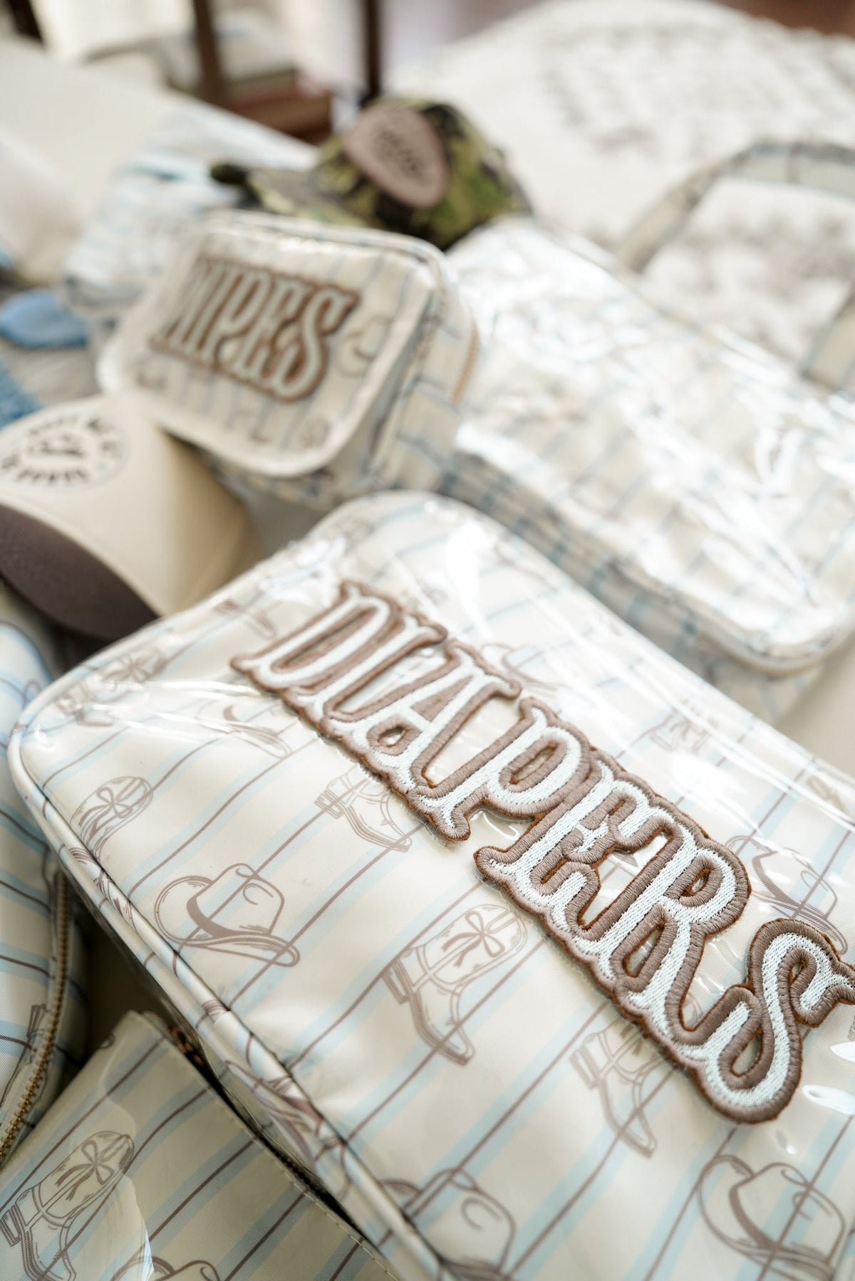 Diapers XL - Western Blues Clear Coat Bag