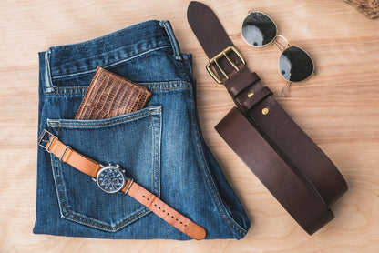 Cognac Leather Double Prong Jean Belt | 1.5" Width