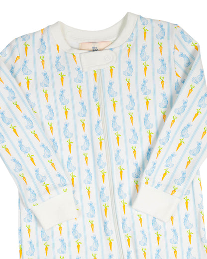 Blue Bunny Knit Zip Up Pajamas-FINAL SALE