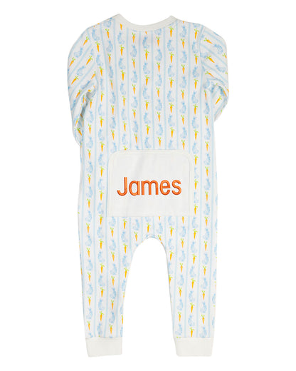 Blue Bunny Knit Zip Up Pajamas-FINAL SALE