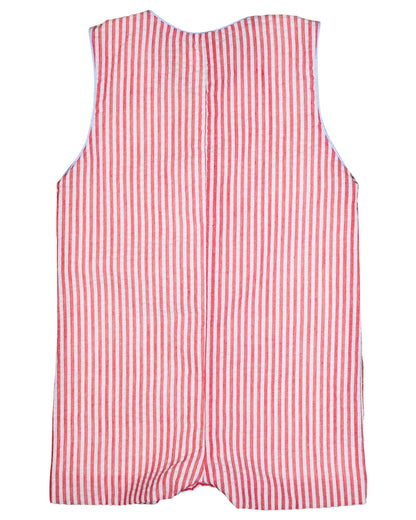 Crayon Pocket Red Seersucker Shortall