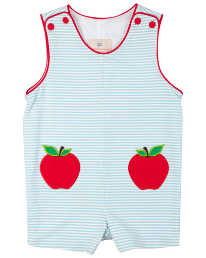 Light Blue Apple Pocket Knit Shortall- FINAL SALE