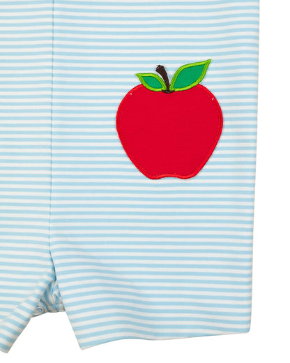 Light Blue Apple Pocket Knit Shortall- FINAL SALE