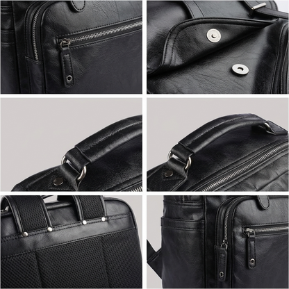 Men’s Leather Backpack – Water-Resistant 17 Laptop Ready