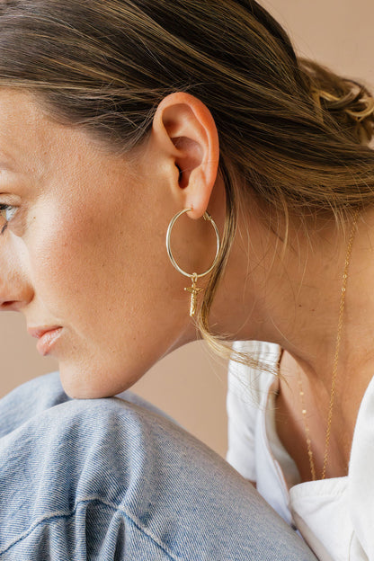 Crucifix Hoop Earrings