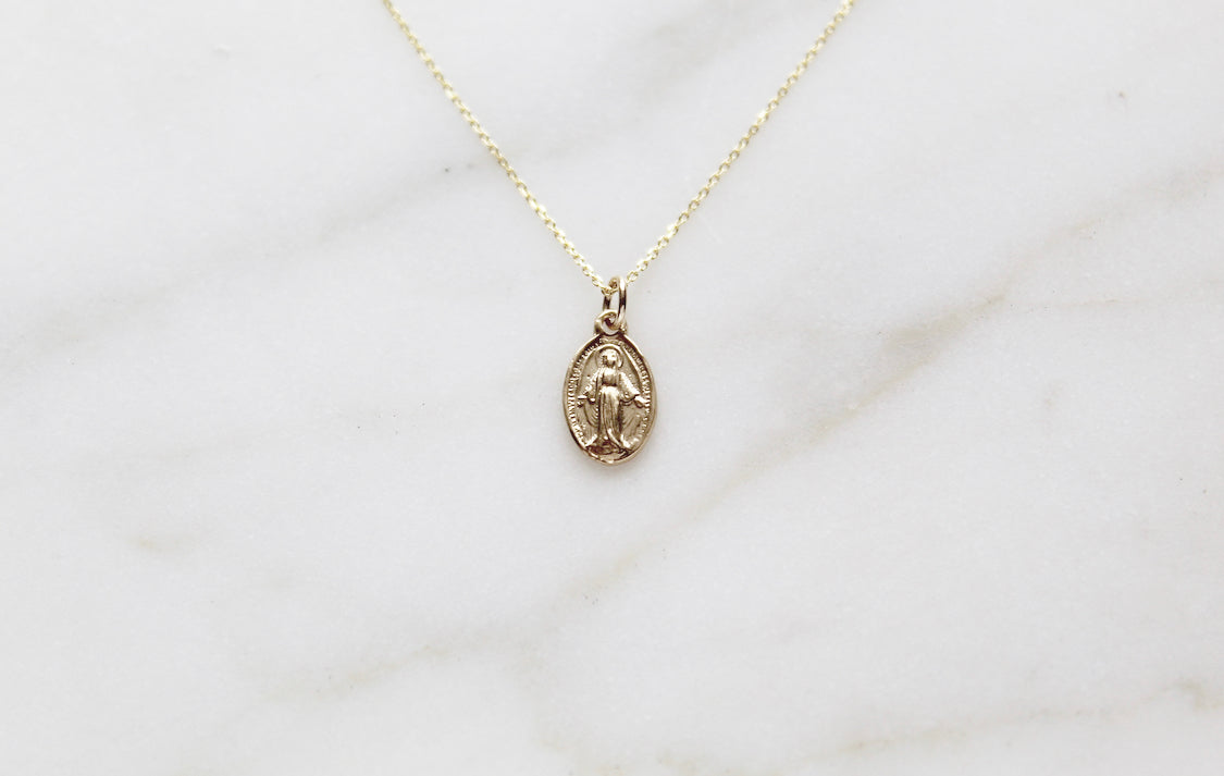 14k Gold Miraculous Medal Necklace