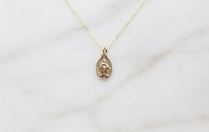14k Gold Miraculous Medal Necklace
