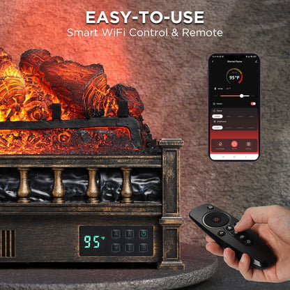 Eternal Flame EF26-PB Smart Electric Fireplace Logs, WiFi Enabled