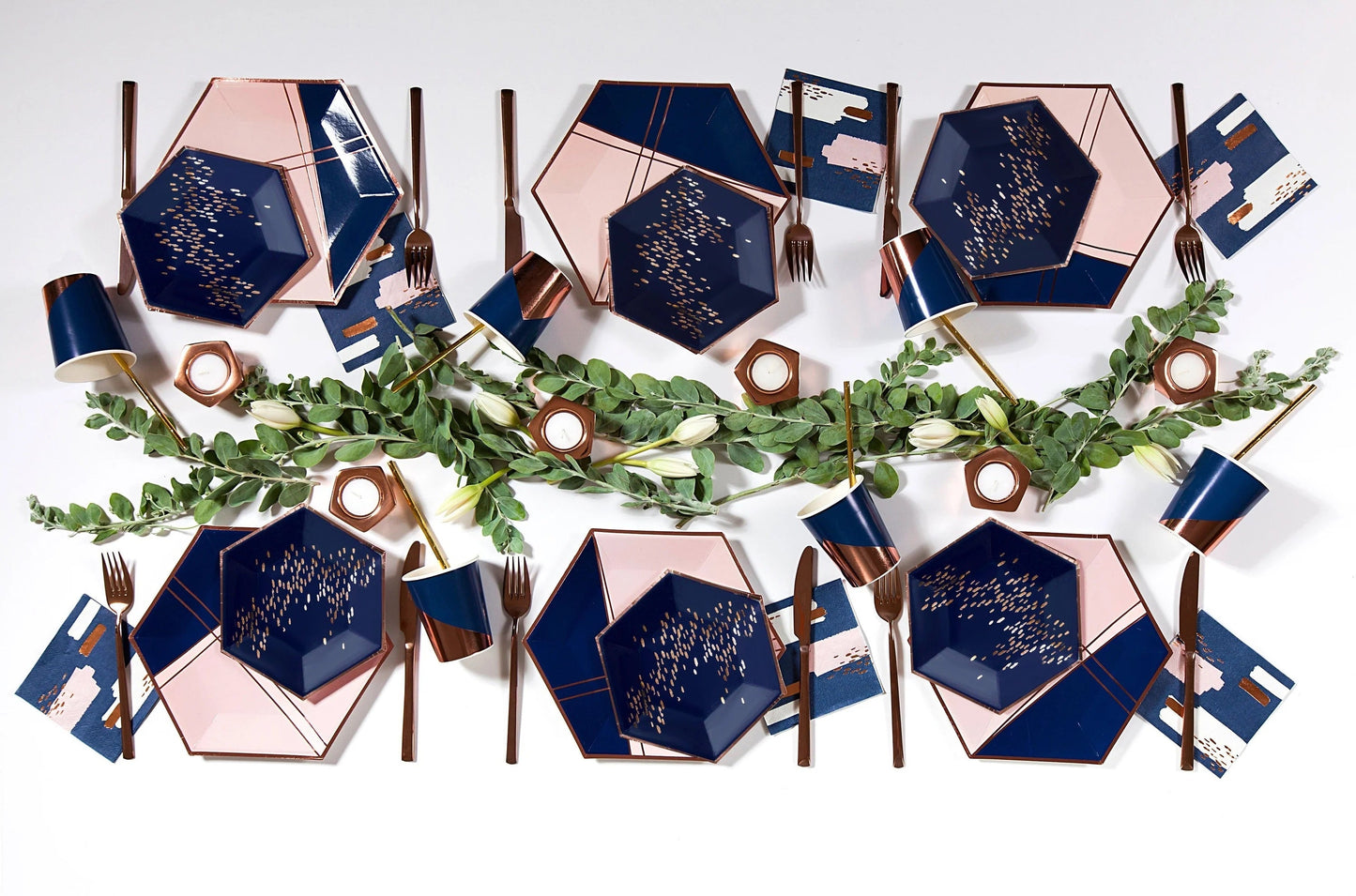 Navy & Blush Pink Napkins - Lunch Napkin Size