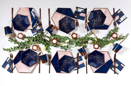 Navy & Blush Pink Napkins - Lunch Napkin Size