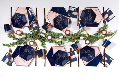 Navy & Rose Gold Dessert Party Plates