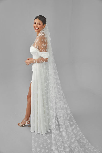 Winter Inspired Cathedral Wedding Veil