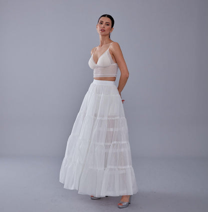 White Petticoat with Elastic Band - Perfect for Parties