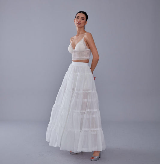 White Petticoat with Elastic Band - Perfect for Parties