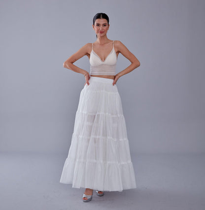 White Petticoat with Elastic Band - Perfect for Parties