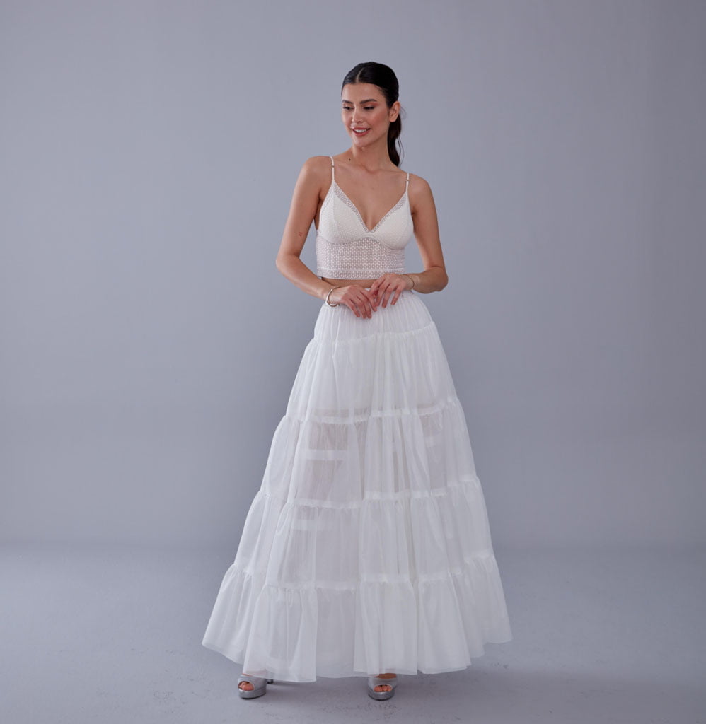 White Petticoat with Elastic Band - Perfect for Parties