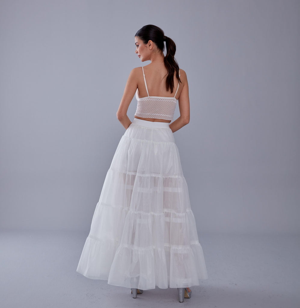 White Petticoat with Elastic Band - Perfect for Parties