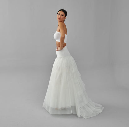 Fishtail Crinoline Skirt , Wedding Dress Underskirt, White Petticoat Skirt