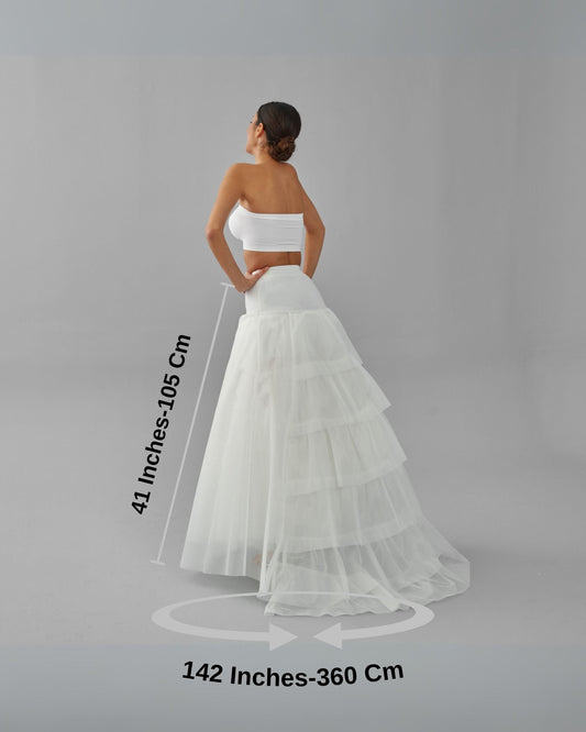 Fishtail Crinoline Skirt , Wedding Dress Underskirt, White Petticoat Skirt