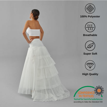 Fishtail Crinoline Skirt , Wedding Dress Underskirt, White Petticoat Skirt