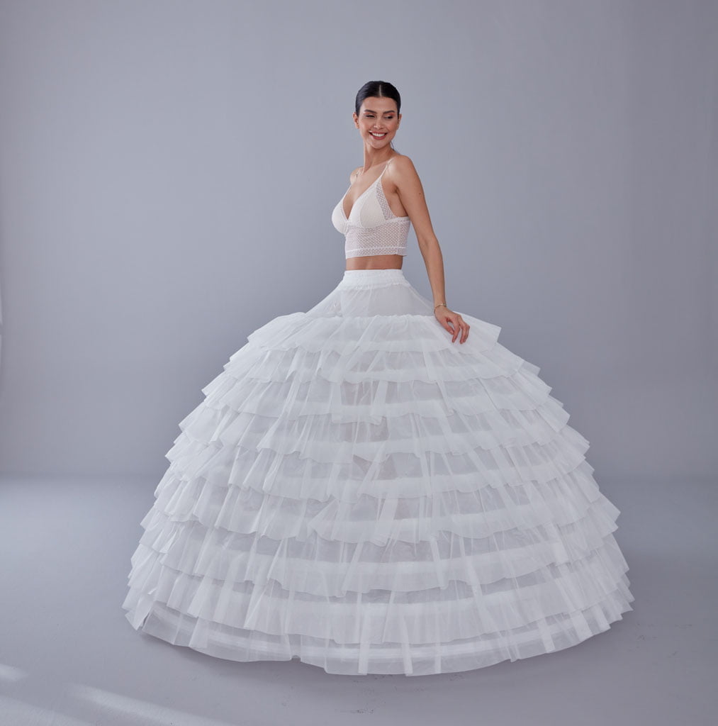 White Petticoat for Wedding Dress, 10 Hoop Bridal Underskirt, Ball Gown Crinoline, Plus Size Petticoat for Prom & Costume
