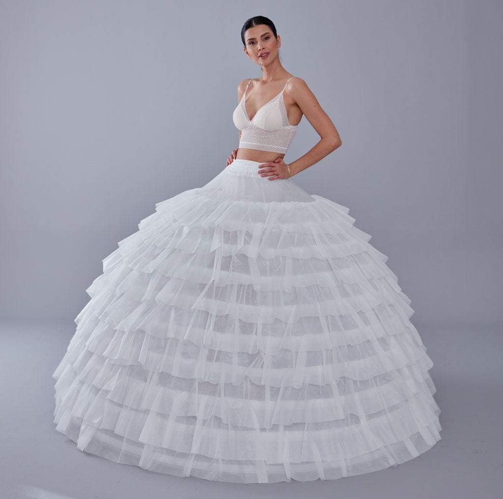 White Petticoat for Wedding Dress, 10 Hoop Bridal Underskirt, Ball Gown Crinoline, Plus Size Petticoat for Prom & Costume