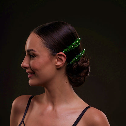 Elegant Green Crystal 2-Piece Hair Comb Set