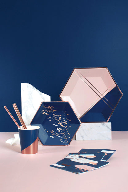 Navy & Blush Pink Cocktail Napkins