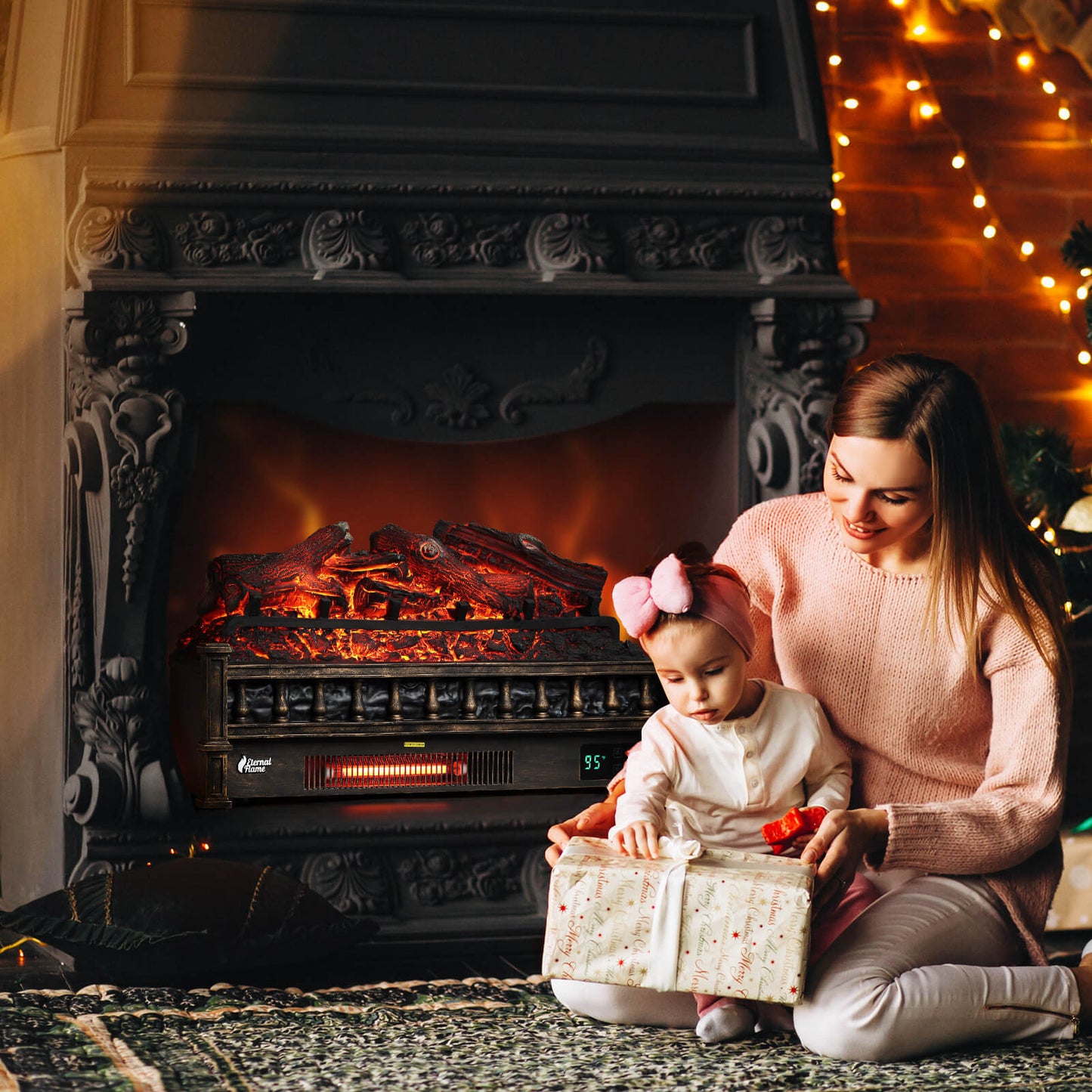(Open Box) Eternal Flame EF26-LG Smart Electric Fireplace Logs, WiFi Enabled