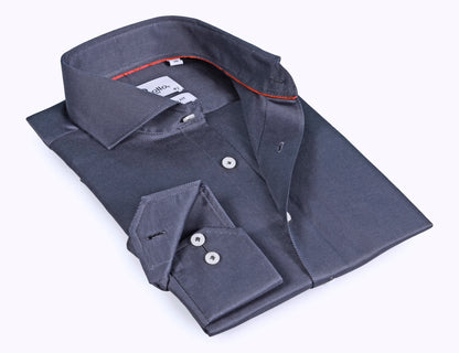 Charcoal  Shirt // Dual cuffs// contemporary fit - Final Sale