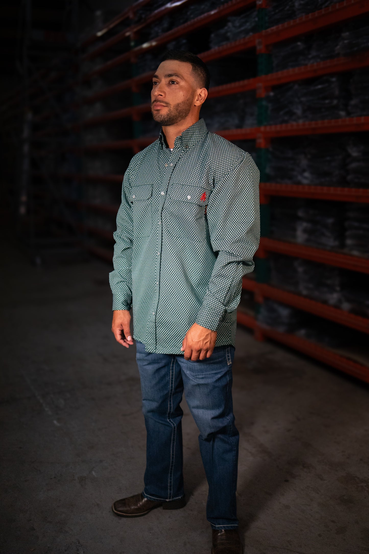 FR Pearl Snap Work Shirt - Gunner Green