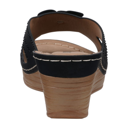 Women's Fiora Black Floral Wedge Sandals