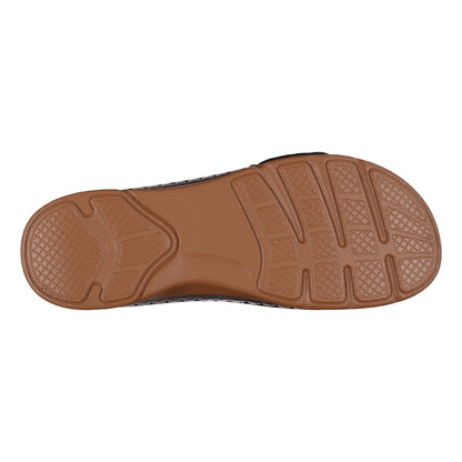 Women's Honey Black Flat Comfort Sandals