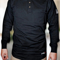 FR 3-Button Henley Shirt - Black