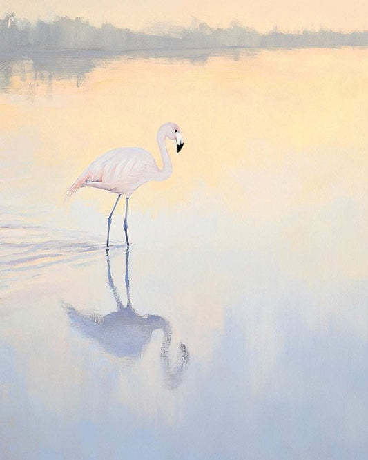 Flamingo at Dawn II Art Print – Elegant & Serene Wall Decor