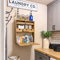 Rustic Oak Wood Fold Down Shelf
