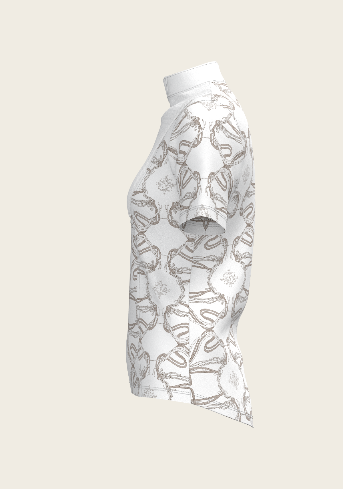 Short Pleated Roped Bridles on White Short Sleeve Show Shirt
