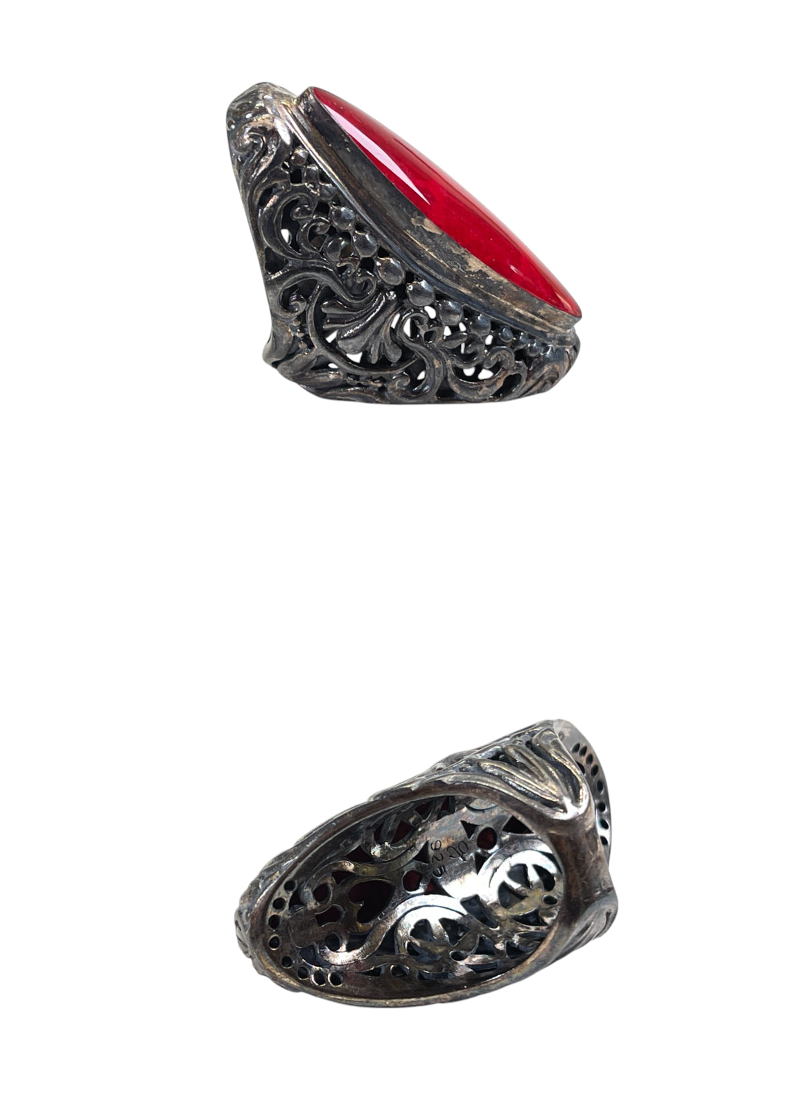 Sterling Silver Red Jasper chunky Statement Ring size 6.75