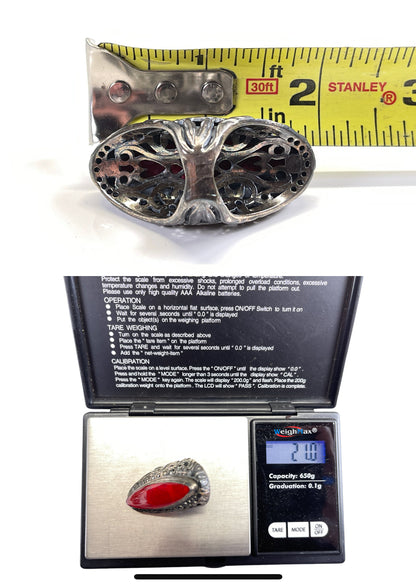 Sterling Silver Red Jasper chunky Statement Ring size 6.75