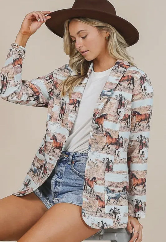 horse pattern blazer