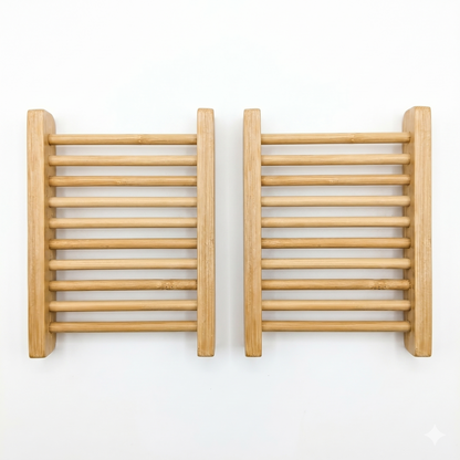 2-Pack Natural Bamboo Soap Bar Dish