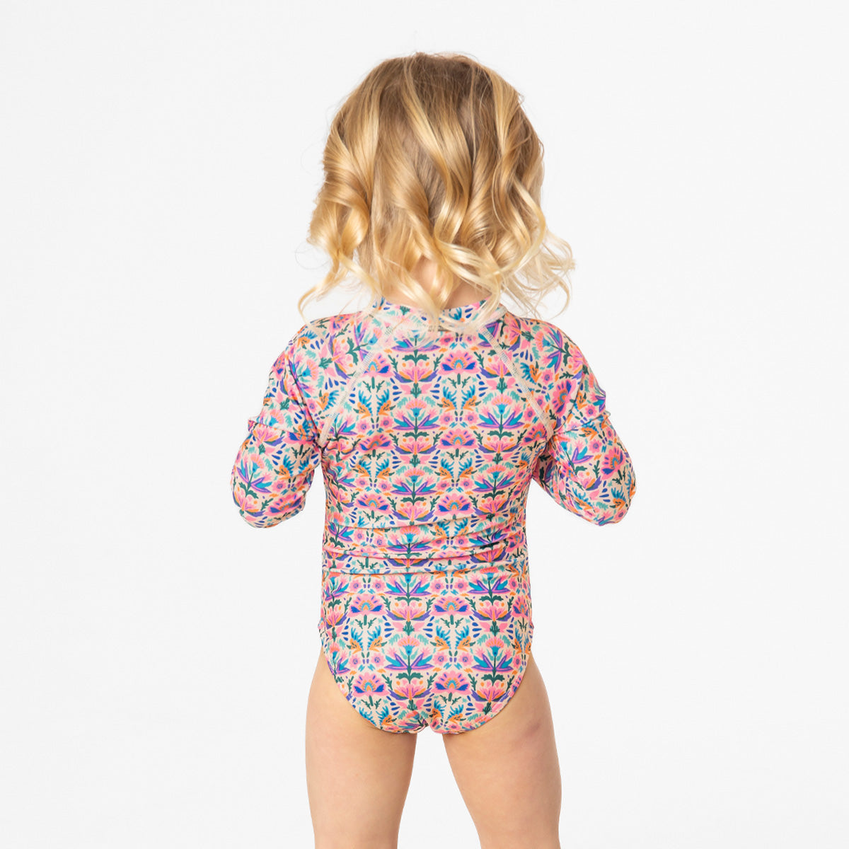 Long Sleeve Rash Guard One Piece Swimsuit (Girls)