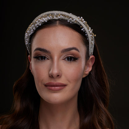Gold and Silver Beaded Hair Band