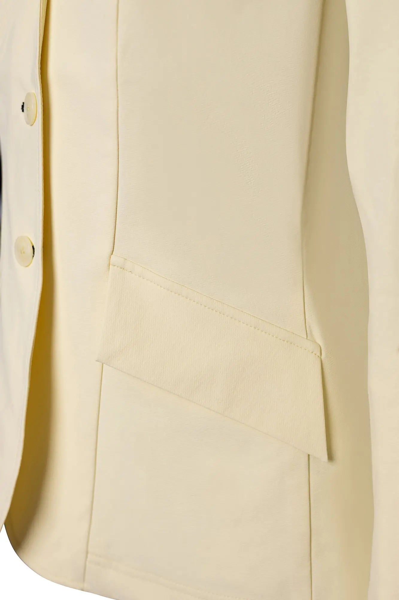 Grand Prix Ladies EQJ 3 Button Show Coat, Butter with Navy Collar
