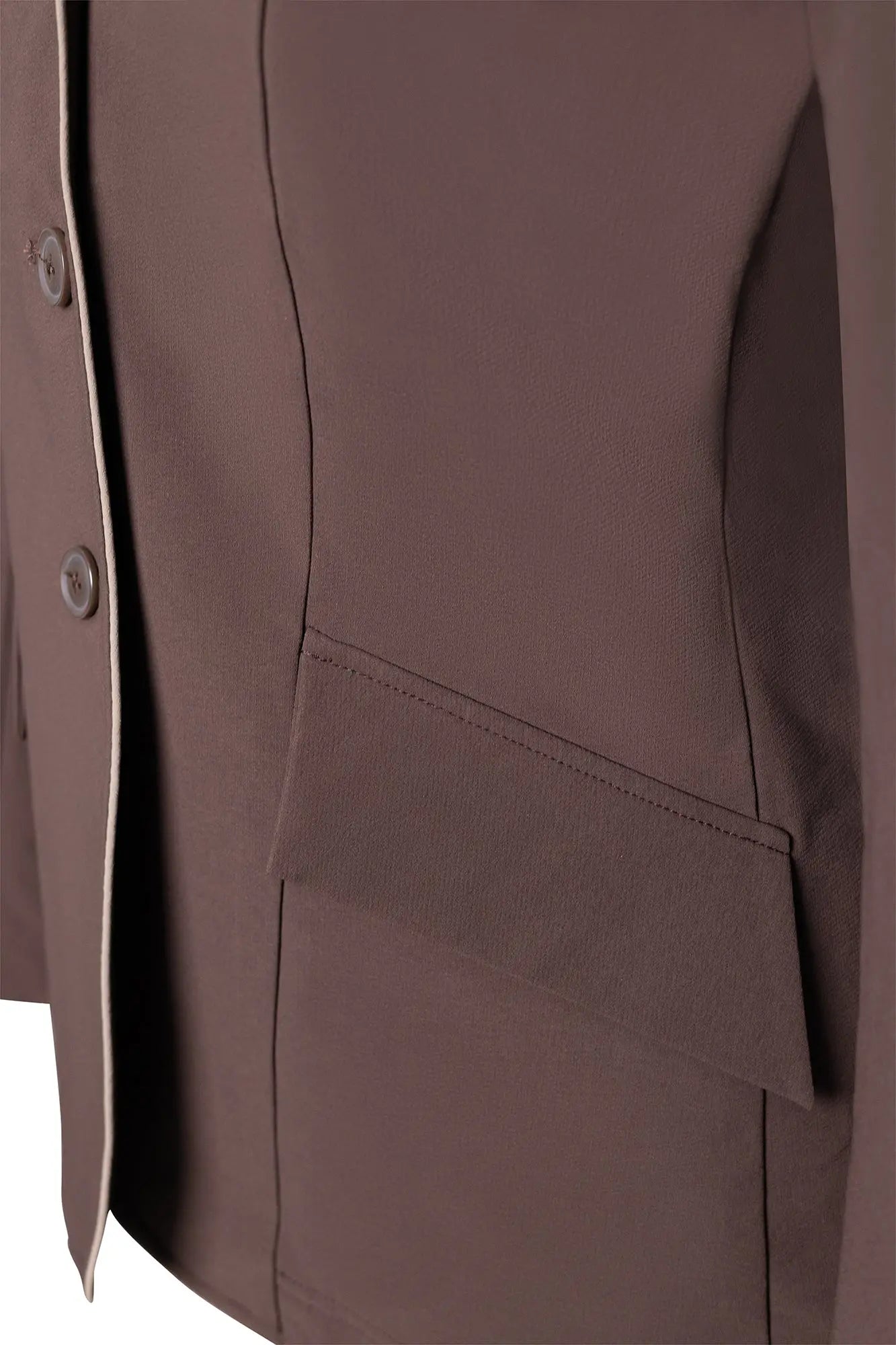 Grand Prix Ladies EQJ 3 Button Show Coat, Chocolate with Tan Piping