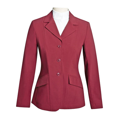 Grand Prix Ladies EQJ 3 Button Show Coat, NY Tech Fabric, Burgundy