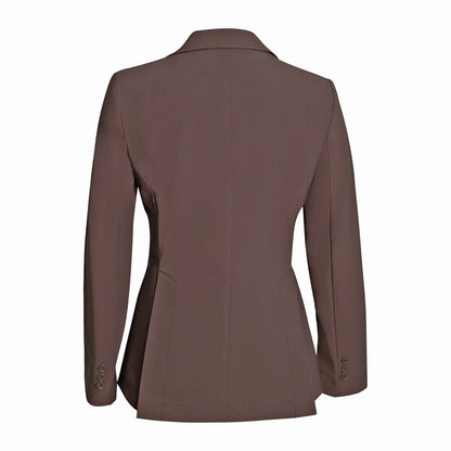 Grand Prix Ladies EQJ 3 Button Show Coat, NY Tech Fabric, Chocolate