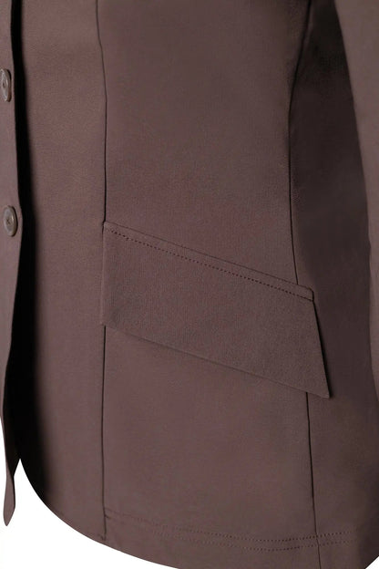 Grand Prix Ladies EQJ 3 Button Show Coat, NY Tech Fabric, Chocolate